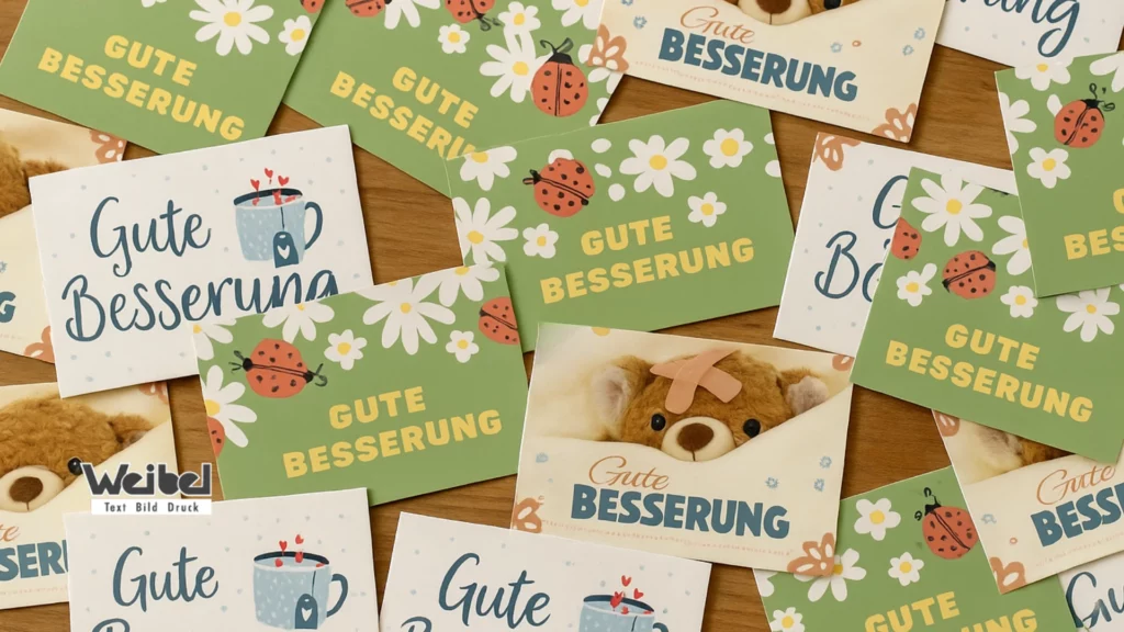 Karten mit Genesungswünschen und Motiven